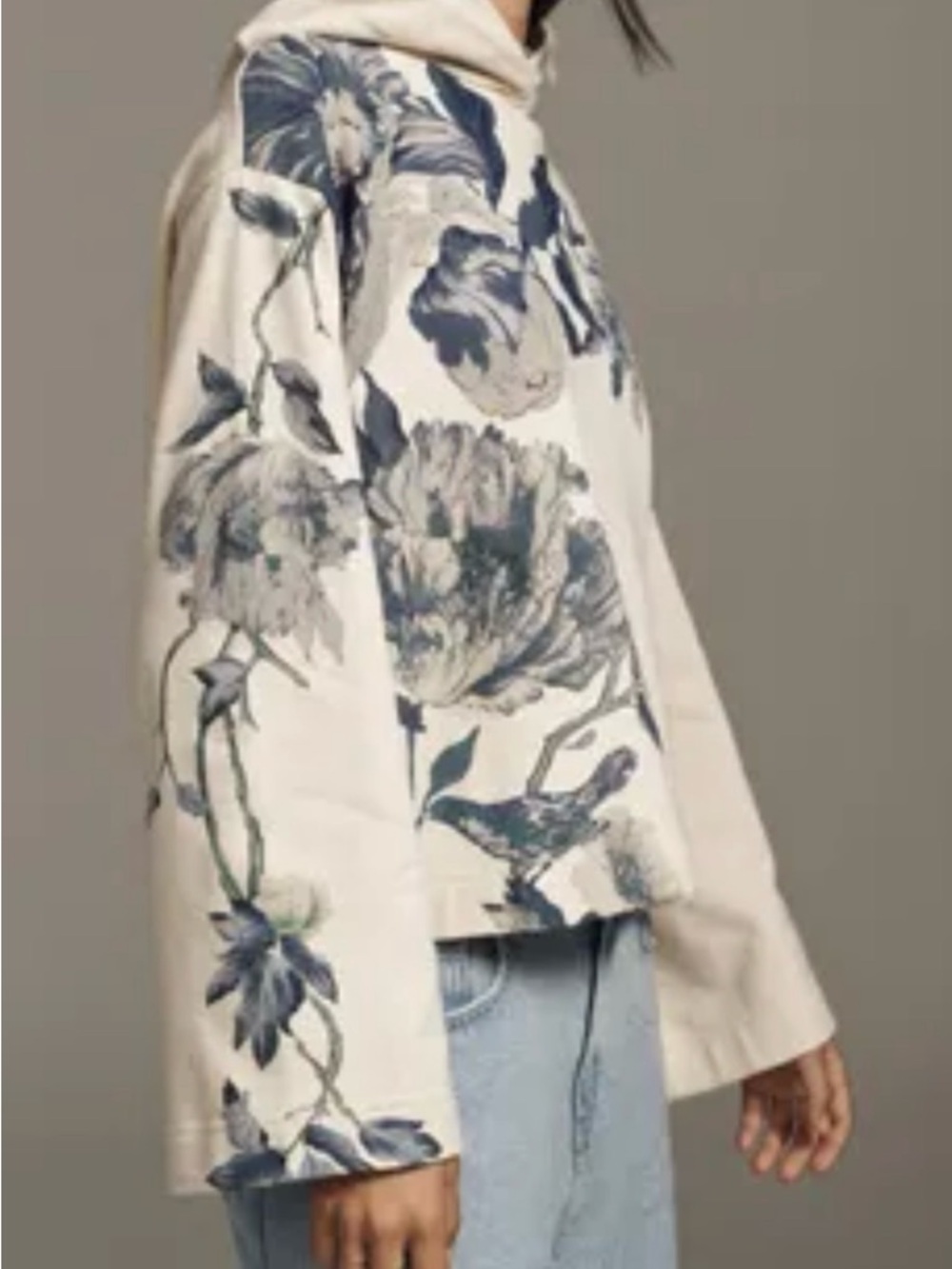 Anthropologie Floral Hooded Sweatshirt Women’s Size Small
